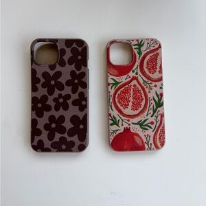 Pela Eco-Friendly Phone Case Set - Brown Floral and Red Pomegranate